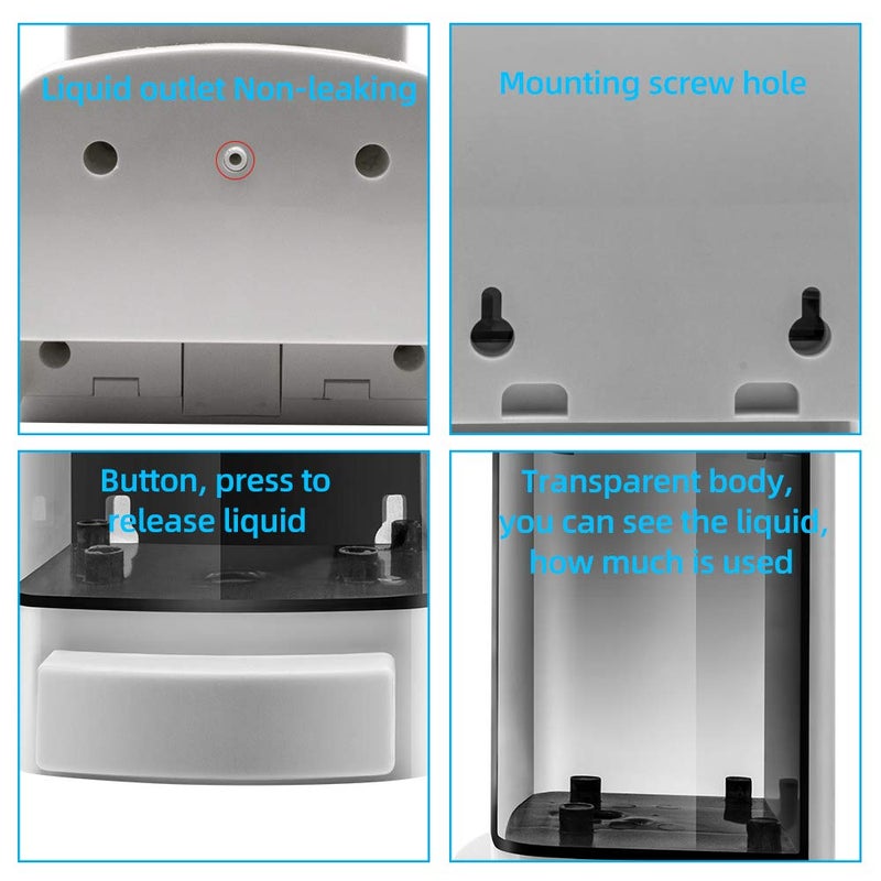 GreeSuit Soap Dispenser Wall Mount, 1000ML Commercial Manual Soap Dispenser Wall Mounted for Bathroom Kitchen Hotel, Shampoo Container Plastic - Image 4